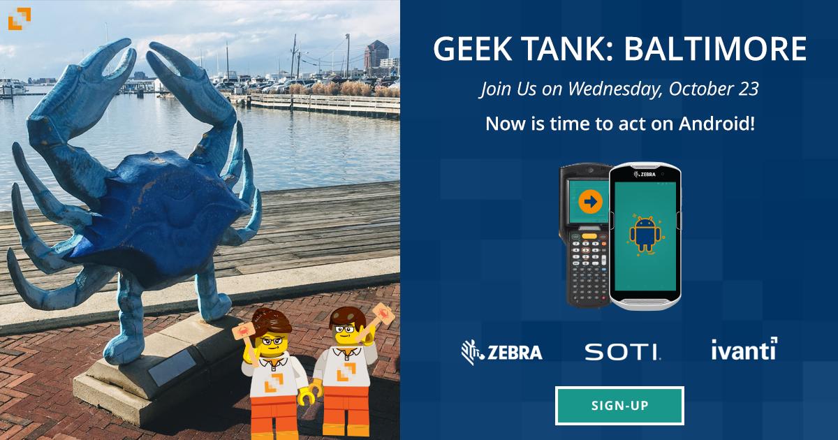 BarcodingCanada's tweet photo. Calling all #SupplyChainGeeks! Join us on October 23rd in our home city of Baltimore for a Geek Tank workshop event. Collaborate with other professionals and learn about #AndroidMigration in a one-of-a-kind setting. Register here:
https://t.co/Tknkgnh4B3
#supplychain #barcoding https://t.co/26Pw2Y9eT7