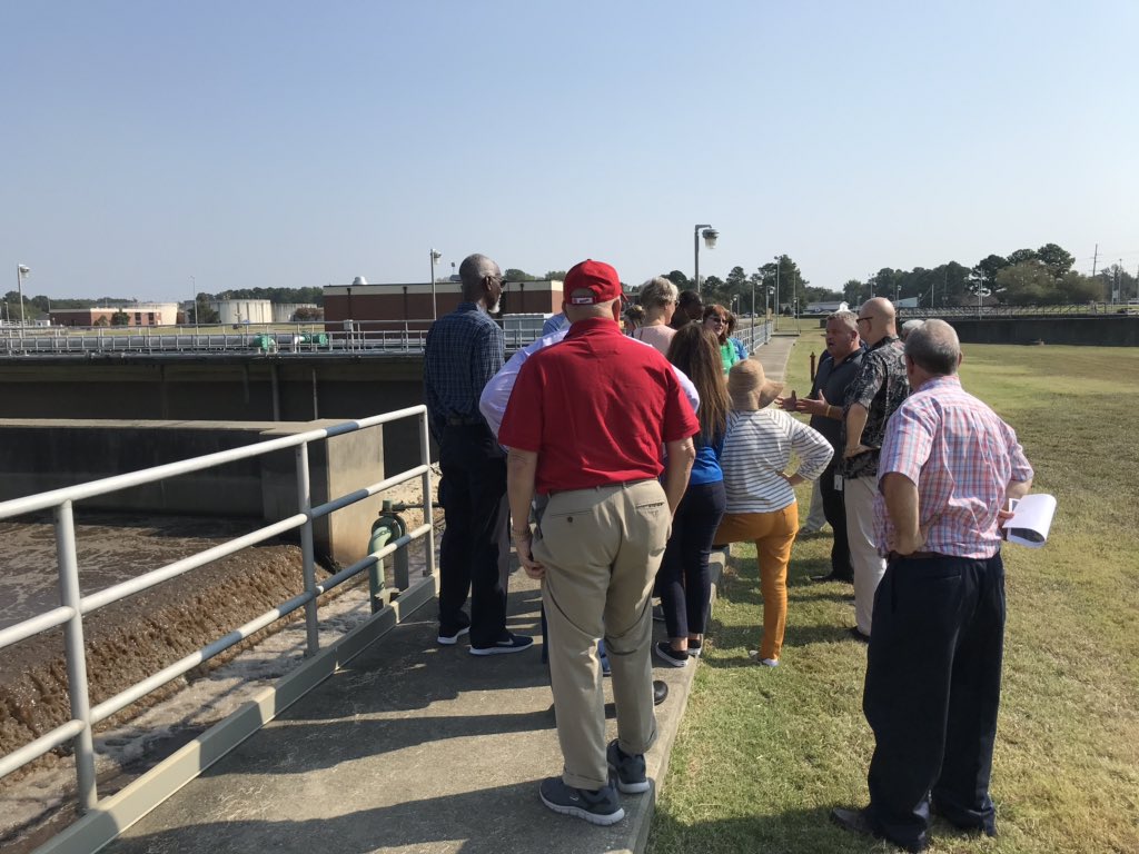 FAYPWC's tweet photo. Our #PWCDay group got a quick rundown of the wastewater treatment process. We’re headed to the P.O. Hoffer Water Treatment Facility to examine 🧐 the drinking water. DYK ... PWC has 2 Water Treatment Facilities (Hoffer & Glenville Lake). https://t.co/6TB5xR78Tz