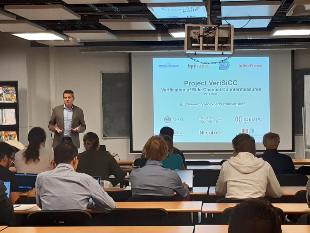 wolfiesixte's tweet photo. IDEMIA is involved in top level research project on security: The VERISICC project delivers an imporant worhshop about SideChannel Countermeasures https://t.co/JahGuJTZid #ANSII, #INRIA, #NINJALAB, #CryptoExperts, #UNILU, #WeAreIDEMIA https://t.co/e1U5zsSzgg