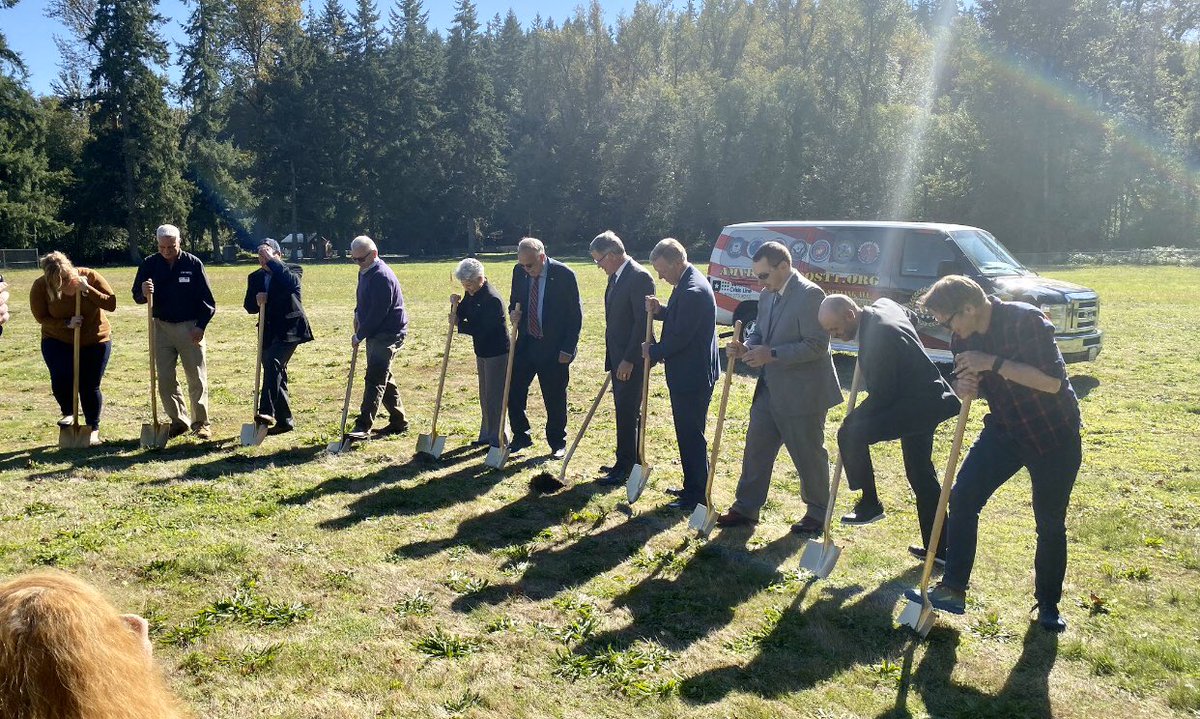 CMDaveMorell's tweet photo. It was a monumental day in #OrtingWA for the groundbreaking on the new Veterans Village! The location will have 35 units specifically for Veterans that are at risk of homelessness. #pierceco https://t.co/MBqcCH4rTg