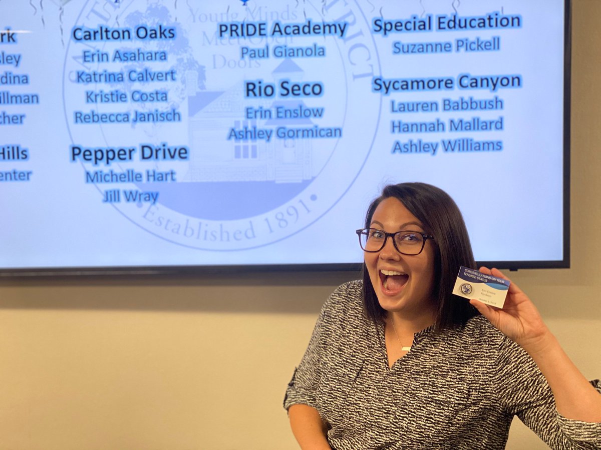 erin_enslow's tweet photo. Feeling so lucky that the district that I attended for K-8 likes me enough to make me a tenured teacher! #SanteeSD @SSDKristin https://t.co/MB8us6lHh7