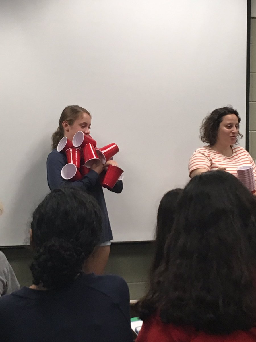 The cups are symbols of some of the stressors high school students carry.  This student is getting overloaded with stressors from our whole class!!!  Students will be learning about how to manage their stressors in positive ways as we embark on our next classroom unit.