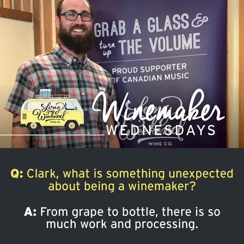 For #WinemakerWednesday, we asked Clark what's unexpected about winemaking.⁠
⁠
His answer:⁠“The overall work. From grape to bottle, there is so much work and processing. The most sensitive time is during fermentation. You need to keep grapes hydrated to avoid acidity issues”⁠