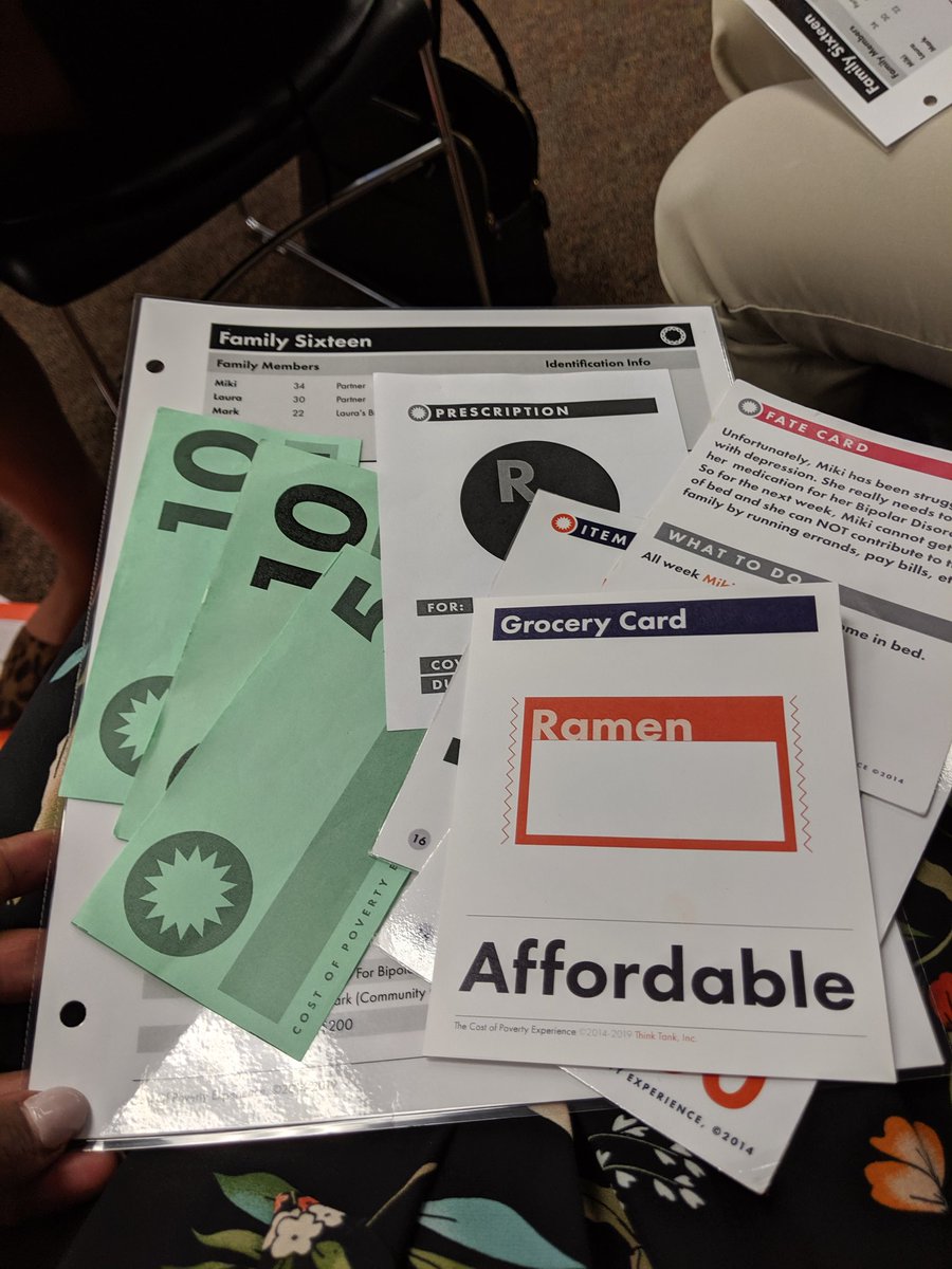 MargauxPagan's tweet photo. Our little #COPE family really struggled for the month. We had $25 left for the month after selling some items and I almost went without medication.  Eye-opening experience #CostofPovertyExperience https://t.co/FEg33lbgAB
