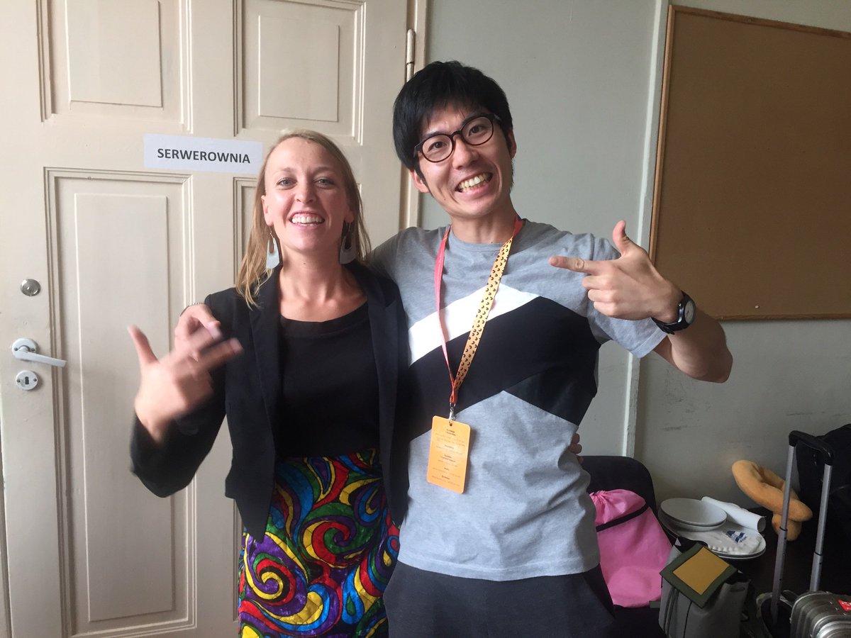 shoshinz's tweet photo. We've arrived in Wroclaw, Poland after 12 hours flight, 5 hours transit, 2 more hours flight! It's taken 24 hours from home!
Konnichiwa, Wroclow!!
I talked with these wonderful staffs of the festival for months, and finally I got to meet them in person!
#JFNetwork
#Dziecinada https://t.co/UeoztT4XR3