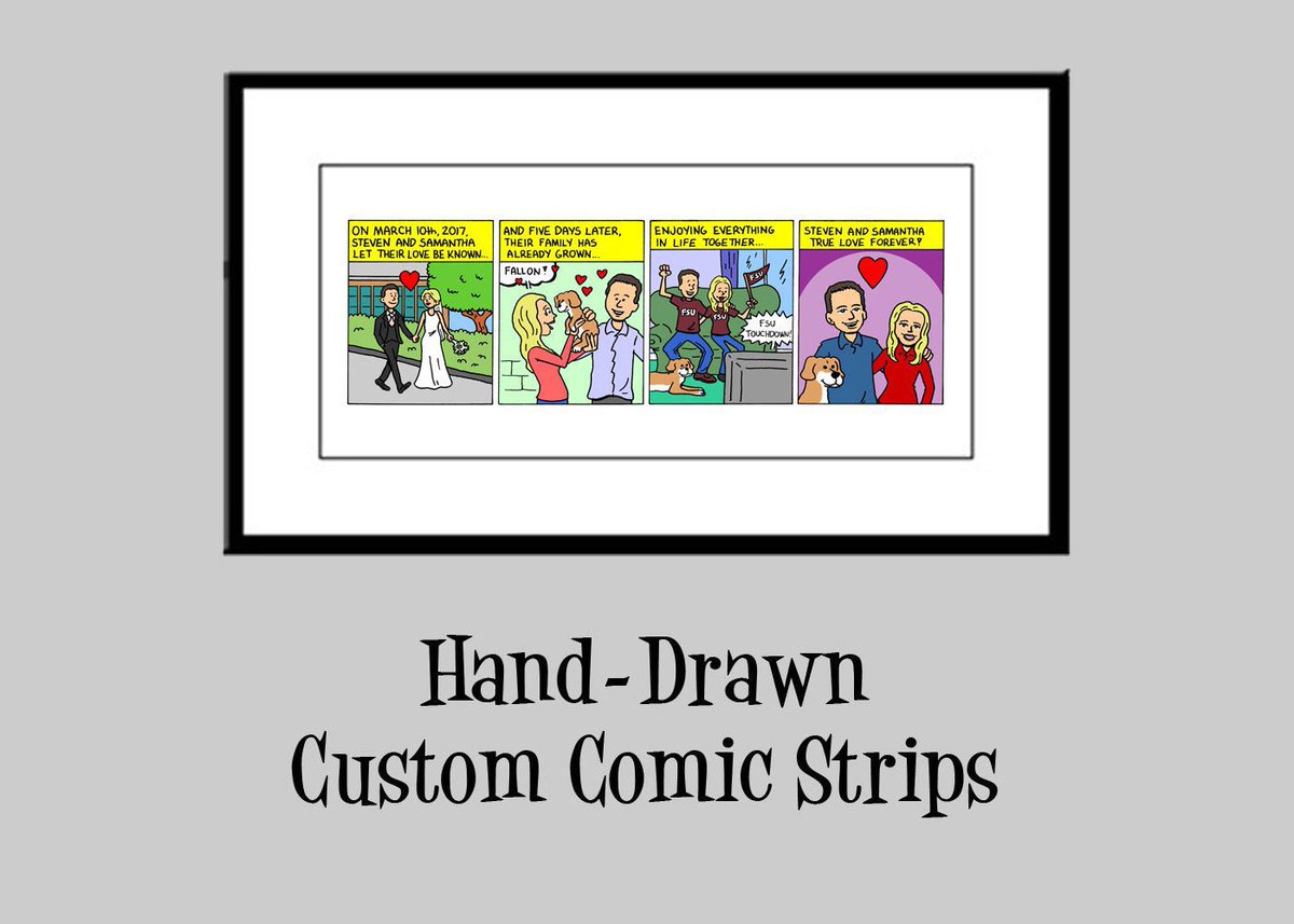 NicheCartoons's tweet photo. Custom Color Comic Strips made to order on Etsy. Professional. Hand-Drawn. 5 star reviews:
 https://t.co/ckRFWQeR6E

#paperanniversary #papergifts #anniversarygiftideas #giftsforcouples #giftsforhim #customartwork #customcomics #weddinggifts #birthdaygifts https://t.co/vGBEWvoRcz