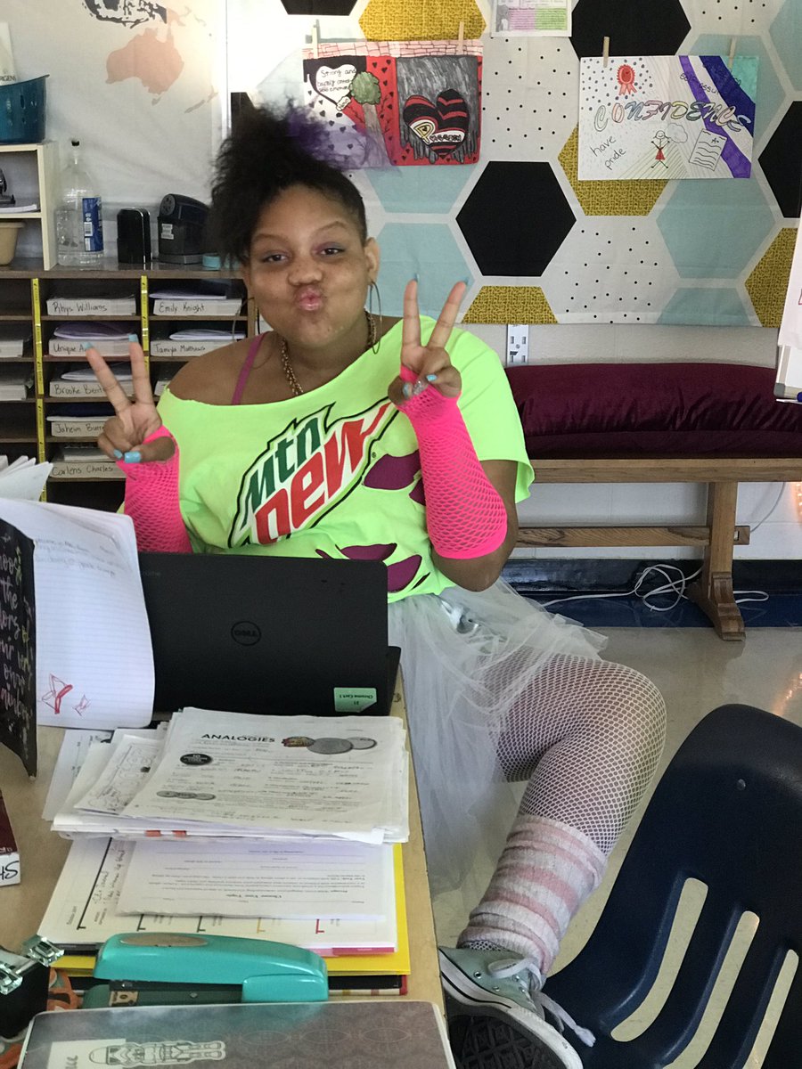 MrsRusso4's tweet photo. Writers just want to have fun on Decades Day for Spirir Week. #pocomokemiddleschool #spiritweek #bringthecharge https://t.co/CLsI4bltFD
