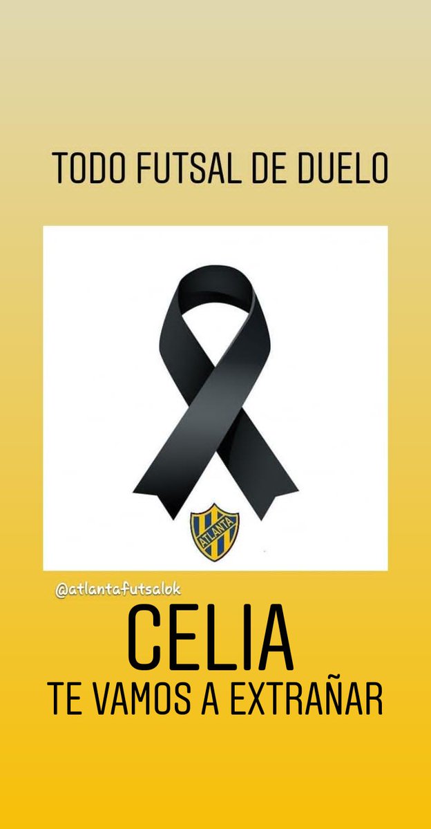 OrgulloBohemio's tweet photo. Celia, se te va a extrañar mucho!!
Todo Futsal Atlanta está de duelo. https://t.co/olBIR0q1xk