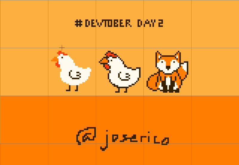 joserico's tweet photo. Fox &amp; chicken #gamein30days #devtober #day2 #indiedev #gamedev #gameart https://t.co/s3DyvaZGv3