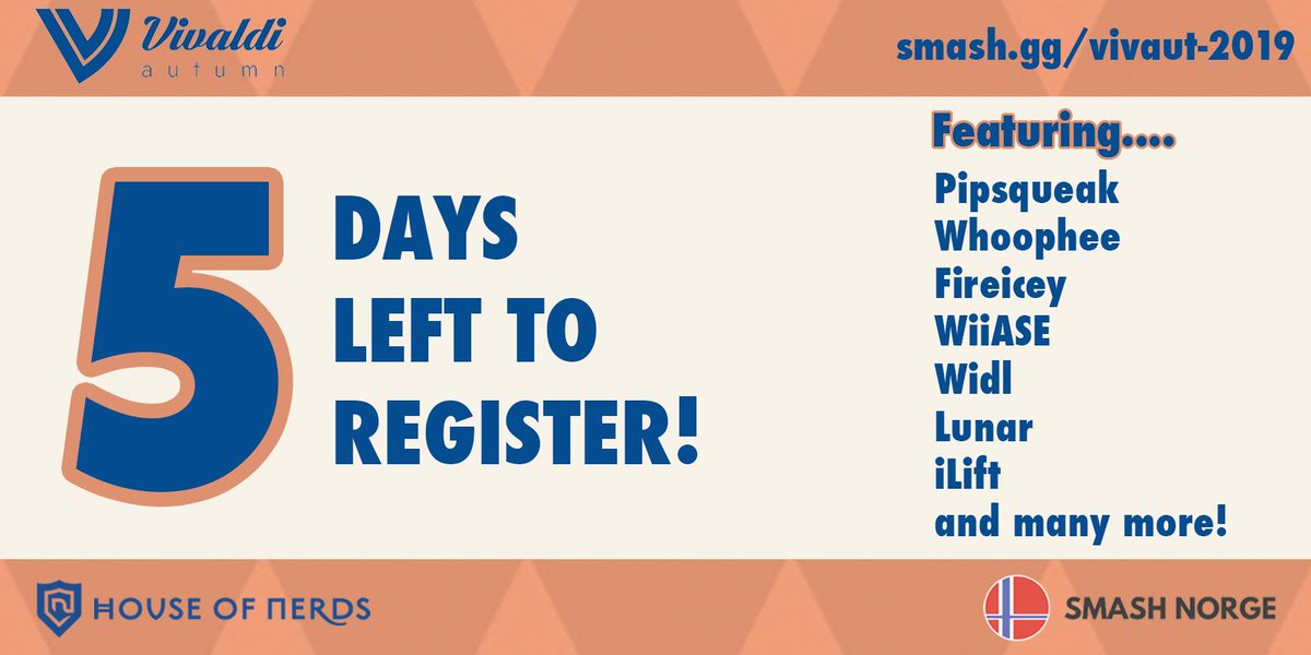 Registration for this year's Vivaldi Autumn closes in 5 days. We have some of Norway's finest in attendance for all of the featured games in addition to a few strong swedish guests. Coupled with the 5000 NOK pot bonus, now is the time to register if you haven't already 😉