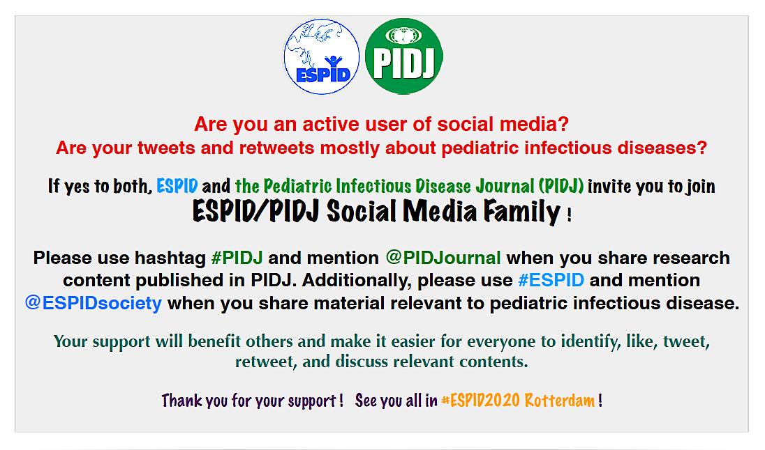 Ped Infect Diseases Are You An Active User Of Social Media Are Your Tweets Retweets Mostly About Pediatric Infectious Disease If Yes To Both Espidsociety And The Pediatric Infectious