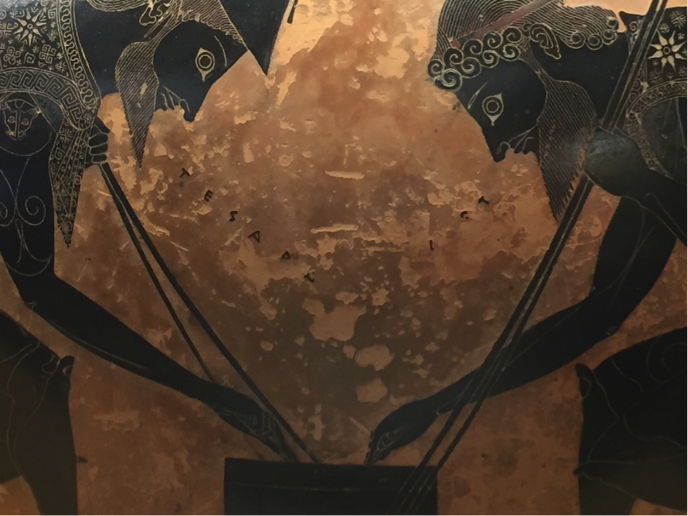 DerekBCounts's tweet photo. Teaching #Athenian black-figure vase painting today in survey...and I still never get tired of the Vatican amphora! #teachingancient #greekart #ajax #achilles https://t.co/VPsKuw7f7S