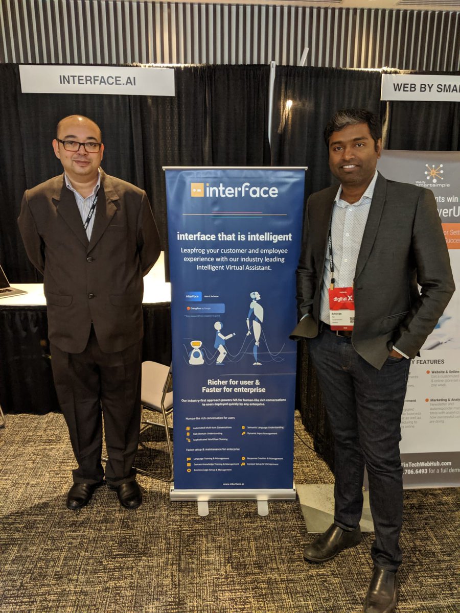 interfaceAI's tweet photo. Meet our experts @srinivasnjay and @bosepra at #CeleroConf2019 Technology Showcase area. Great audience and engaging sessions with CU leaders. Exciting Day2. #CreditUnion #InterfaceAI @AItransformation https://t.co/ZRe6aiQX3O