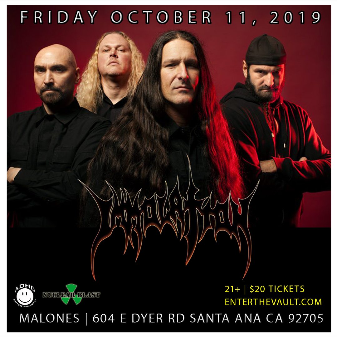 ADHDent562's tweet photo. IMMOLATION Friday October 11th Santa Ana CA 🔥 TICKET 🎫 LINK IN BIO 🔥#immolation #nuclearblastrecords #bloodincantation #adhdentertainment @malonesconcertvenue #saprophagous #crematorium #prostheticrecords #iconofphobos #transtorno #asphyxia https://t.co/ree14dGj8M