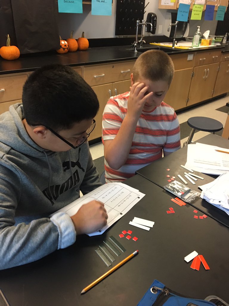MrsTMath1's tweet photo. I heard them saying walking out of math class on the way to lunch, “That was fun, I am not ready to leave.”  #algebratiles @GTMSTitans https://t.co/rRkPFSDffh