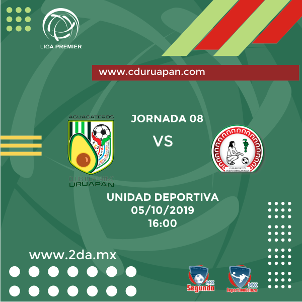 CDUUruapan's tweet photo. #Jornada08 
 
@CDUUruapan vs #DeportivoNuevoChimalhuacán

@LigaPremier_FMF

🏟 Estadio: Unidad Deportiva
📅 Fecha: 05/10/19
⏱ Hora: 16:00 https://t.co/YnkBnBnMVG