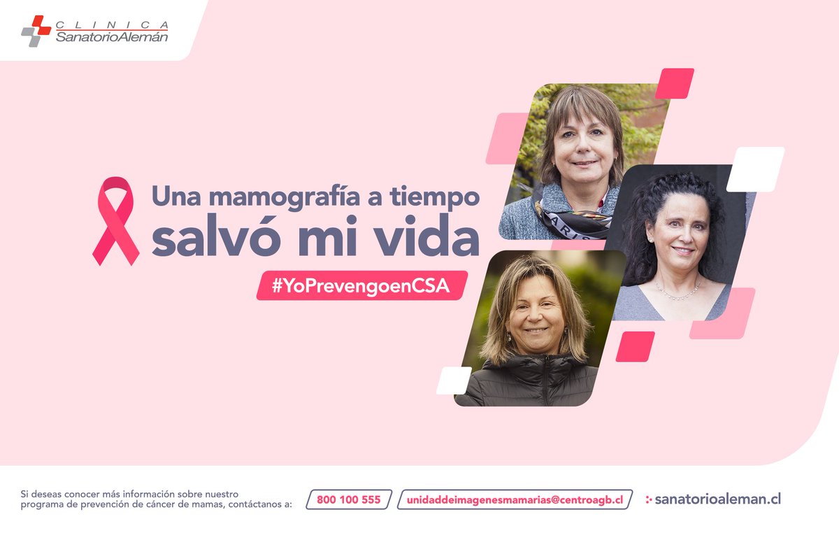 🎗Una mamografía a tiempo puede salvar tu vida.

El control es la clave para una pesquisa precoz del cáncer de mamas, enfermedad que afecta a miles de mujeres en el mundo y en Chile.

Y en #CSA tenemos todo lo necesario para ti 💟 #YoPrevengoenCSA