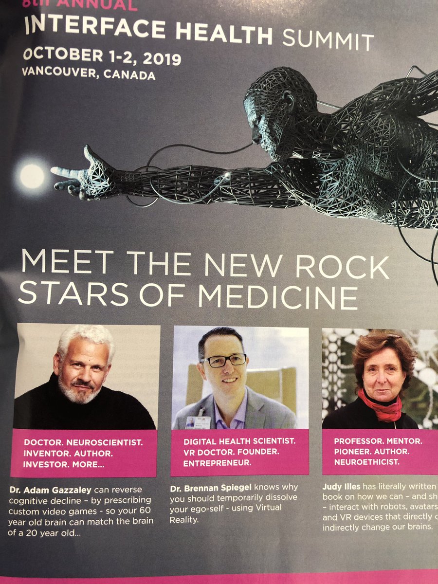 BrennanSpiegel's tweet photo. Didn’t know there was a “rock star of medicine” election but just found out I was evidently voted in, at least up here in Vancouver for #InterfaceSummit ;-). About to join panel with @adamgazz to discuss how #VR instills more humanity into healing. https://t.co/daDYGfmB2w