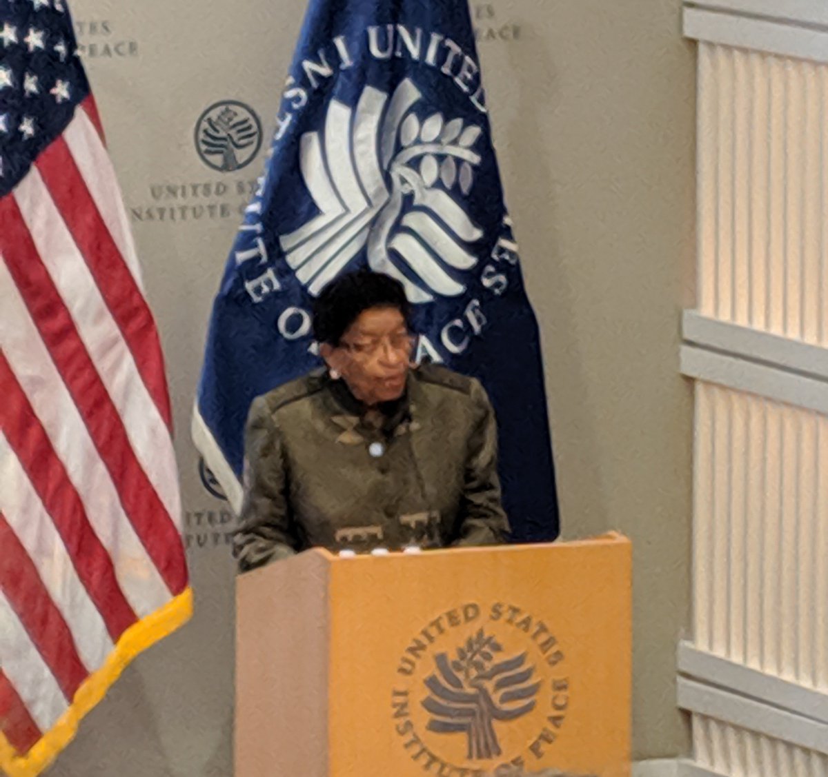 At PeaceCon listening to President Ellen Johnson Sirleaf 'Experience has taught me those on the margins must be included for lasting peace.' #SeizingPeace