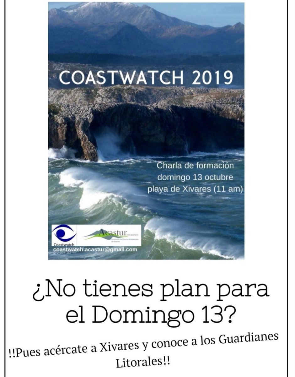 ifelgriv's tweet photo. El domingo 13 a las 11 am tienes una cita con los Guardianes Litorales en la Playa de Xivares.
No te la pierdas y conviértete en un Guardian Litoral!! 
#GuardianesLitorales #CoastWatch2019 https://t.co/5dYyo7sOF8