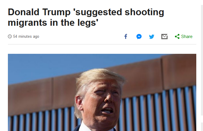 FreefromTorture's tweet photo. A new book alleges that Donald Trump suggested shooting migrants and refugees in the legs to stop them crossing the border.

How did our public discourse ever descend into such violent, hateful rhetoric?

This is extremely dangerous language. https://t.co/pflKuaGMVU