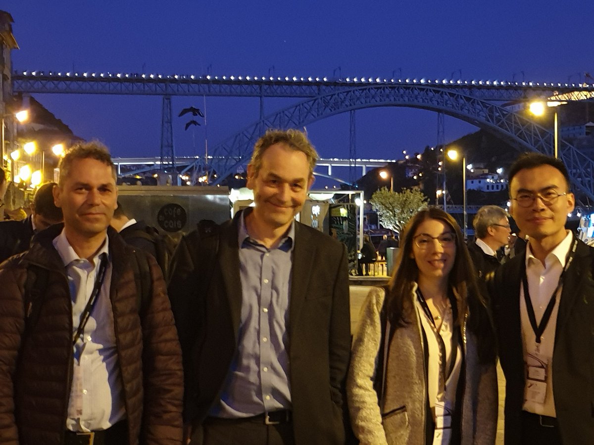 profmgilbert's tweet photo. And relax! Serena and Qi Dang together with me and John Valentino, another @CivilSheffield PhD student who made the trip to #ARCH2019 in Porto (not a bad place for arch bridges!) https://t.co/5dPvUnI5k1