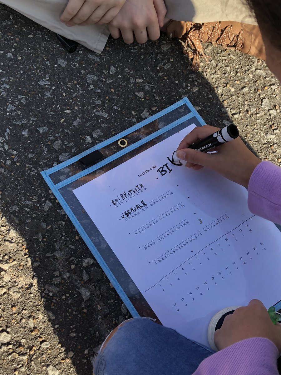 CLESPhysEd's tweet photo. Crack The Code Fitness today in #PhysEd! Students had to perform exercise for each letter and then unscramble letter to crack the code! Which group can unscramble the five fitness components first! https://t.co/Sp3zOGhmDv