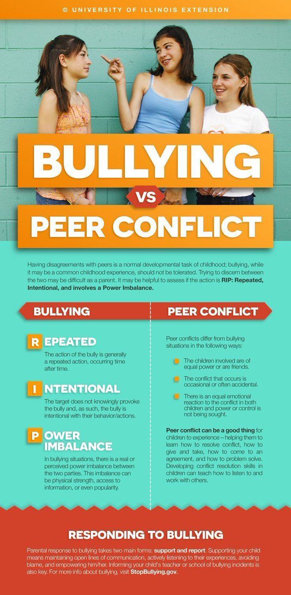 Important distinctions here on #bullying and peer conflict. For more info visit <a href="/StopBullyingGov/">StopBullying.Gov</a> 
#edchat #edutwitter