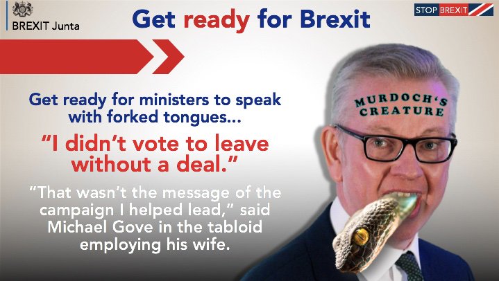  #GetReadyForBrexit14. Ministers with forked tongues off of which lies slither like snakes