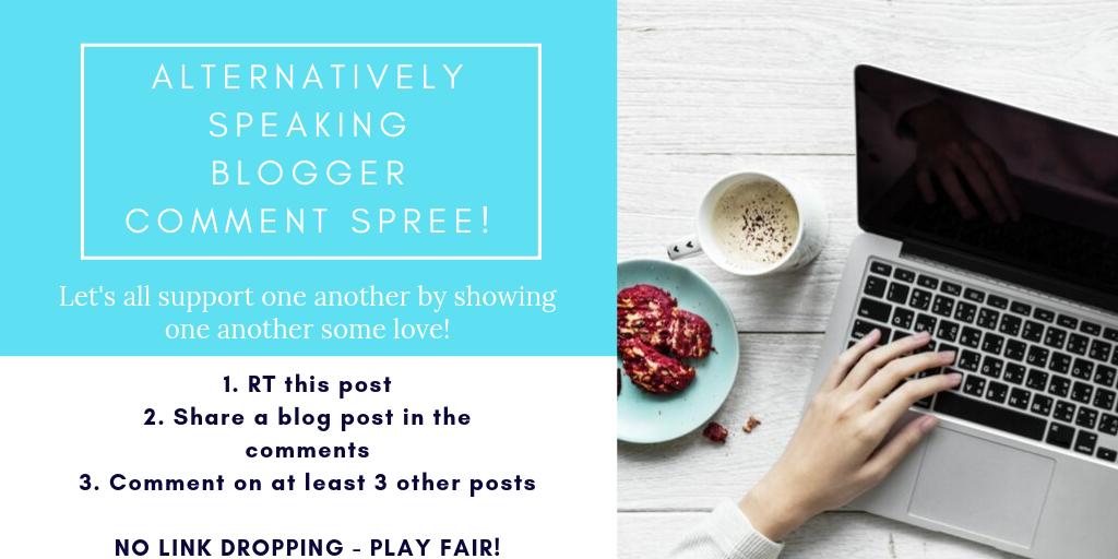 BrittKascjak's tweet photo. #AltSpeaking Blogger Comment Spree!
Let's show the #bloggingcommunity a little love
🖤RT this Tweet
🖤Share a blog post in the comments
🖤Comment on at least THREE other posts
Stay tune for the Alternatively Speaking Blogger Comment Spree every Wed at 4PM EST
(late today 😂) https://t.co/yM96wd4fC8