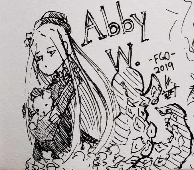 Starting out #Inktober2019 with #FGO #アビゲイル #abigailwilliams 
Dunno which prompt to follow so I'll just doodle whatever pops in my mind. 
