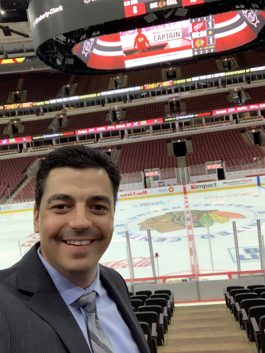 NickGismondi's tweet photo. Excited to join the @NHLBlackhawks &amp; @NBCSChicago fam as their rinkside reporter! To be part of 1 of the most legendary franchises in sports &amp; an original 6 @NHL team is a huge honor! Can’t wait 2 work w/ Pat Foley Ed Olczyk @BoyleNBCS @CRoumeliotis @tvhockeyproducr #Blackhawks https://t.co/CJ6gjKDfTz