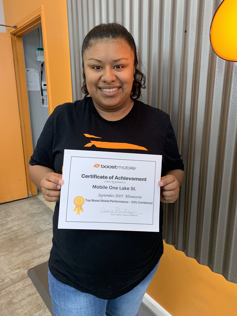 Shout out to <a href="/Mobileoneteam/">Mobile One Wireless</a> Lake St! Finished September with 53% attachment rate for Boost Shield! Great work! <a href="/RyanMaierMN/">Ryan Maier</a> <a href="/BDPSana/">Boost Shield Sana</a> <a href="/DeVriesPaul/">Paul DeVries</a>