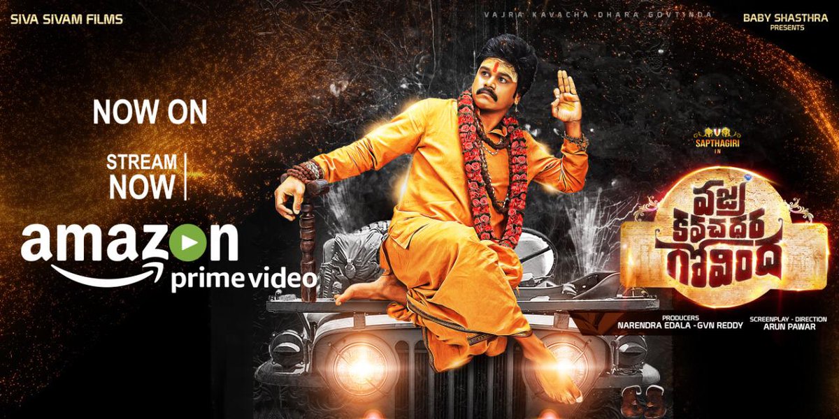 ActorSapthagiri's tweet photo. Now watch Our Movie #VajrakavadaraGovinda in #Amazon Prime Video
@amazon
@amazonmusic 
@amazonIN 
@PrimeVideo 
@AmazonStudios 
@AmazonPub 
@FilmKRAFTfilms 
@telugufilmnagar https://t.co/tdm2UszeOA