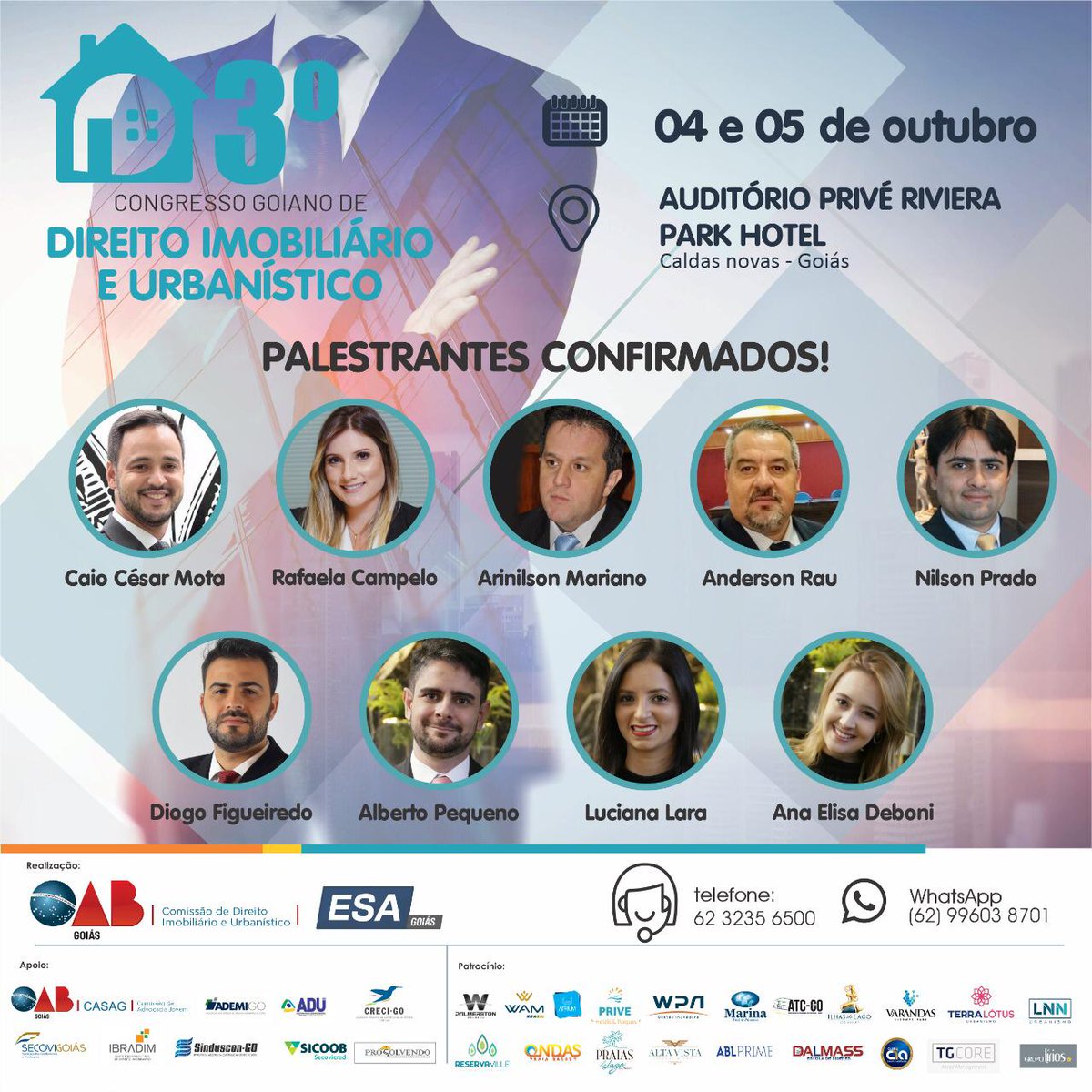 CRECIGOIAS's tweet photo. Já garantiu sua vaga??

3° Congresso Goiano de Direito Imobiliário e Urbanístico .

📌 Dias 04 e 05 de outubro, em Caldas Novas .
Confira os palestrantes confirmados!

Inscrições: https://t.co/n8a5K3odcM

#Congresso #DireitoImobiliário #DireitoUrbanístico #OABGO #ESAGO #Parceria https://t.co/cNwmmX6D5B