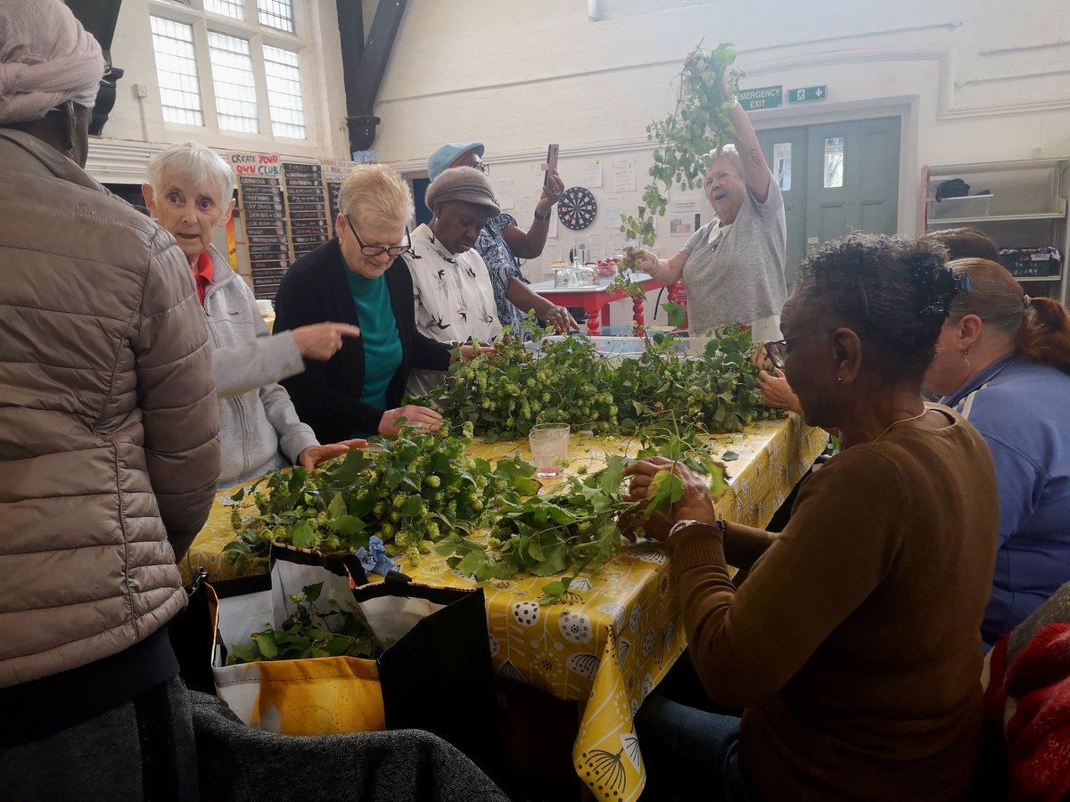 Hop picking today in the @Pembroke1885 #WalworthLivingRoom to ready the TRA grown hops for a special winter brew for our Walworth Wassail with Alberta & neighbouring TRAs @pullenstribe @DraperEstate @Netra2016