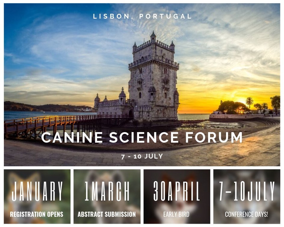 CanineForum's tweet image. Save the date(s)!!!
#CSF2020, #caninescience, #Lisbon, #Portugal