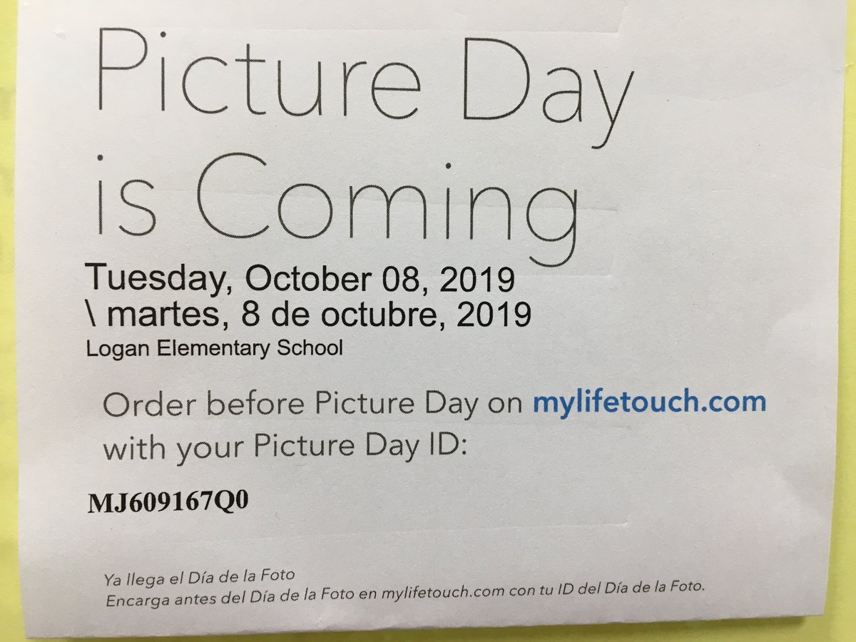 LoganES_Office's tweet photo. Picture Day is Coming - Tuesday, October 8/martes, 8 de Octubre, 2019.
Order forms have already been sent home; reminders will go home soon.
You can order ahead of time on-line at https://t.co/iA5Y7FcxtL. Our Picture Day ID is MJ609167Q0.  @LoganPTA @LoganElementary https://t.co/5u4nttKrlB