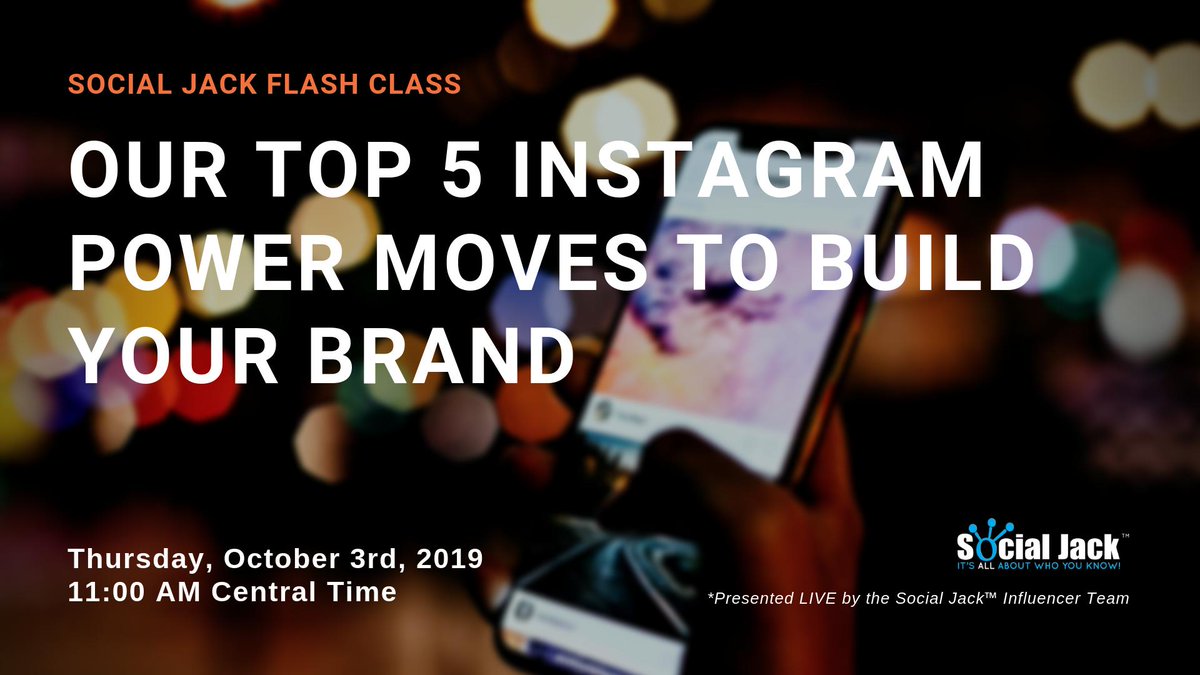 deandelisle's tweet photo. Attend our @getsocialjack #SJFlashClass: Our Top 5 @instagram Power Moves to Build Your Brand TOMORROW! Learn how to create a #ContentStrategy & use Instagram’s various features to enhance your brand’s #SocialMedia presence & grow #CustomerEngagement: https://t.co/IbIpvhYfpn https://t.co/8W24c6jkr3