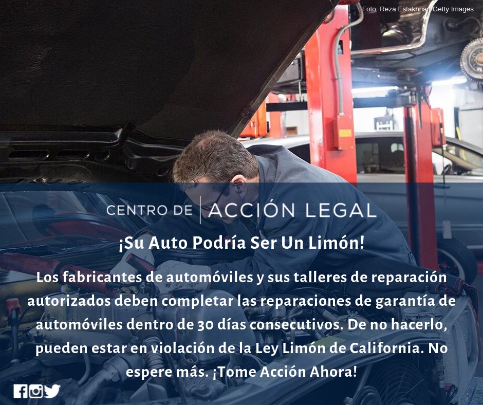 centrodeaccion's tweet photo. Usted tiene derechos como consumidor y la Ley Limón de California protege esos derechos. Por favor llámenos o visite nuestra página web para obtener más información. https://t.co/BYFuNUAp75