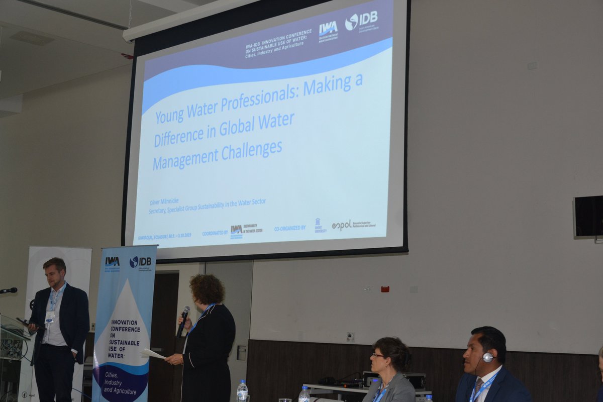 Cheryl Davis, Chair of Programme Committee, introducing <a href="/OlliMaenn/">Oliver Maennicke</a> who talked about "Young Water Professionals - Making a Difference in Global Water Management Challenges" during the plenary session #ywp #GlobalSustainableWater <a href="/IWA_SWS/">IWASustainability</a> <a href="/IWAHQ/">International Water Association</a> <a href="/iwaywp/">IWA YWP</a>
