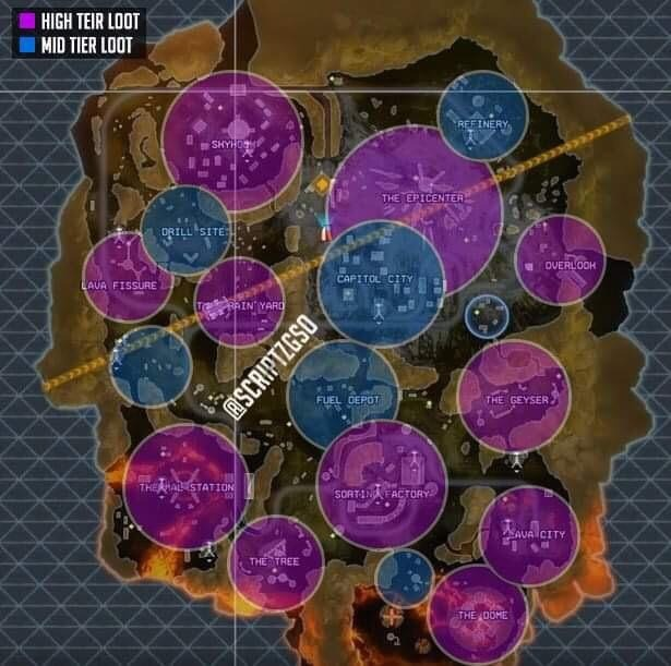PlayApexESP's tweet photo. 🔰 Aquí tenéis las zonas de alto y medio nivel de loot en el nuevo mapa "World's Edge"

👥 Vía Reddit u/ScriptzGSO https://t.co/TfINvKLfoq