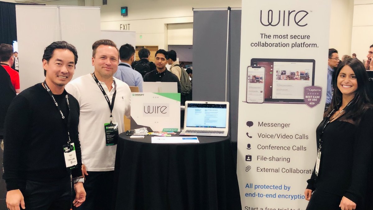wire's tweet image. Wire is here at @TechCrunch #TCDisrupt in San Francisco today! Come meet us in the security + privacy section of the Startup Alley 👋 #hackdisrupt #wire #securecollaboration #privacy #security #disruptive #innovation #future #cybersecurity #enterprise #solution