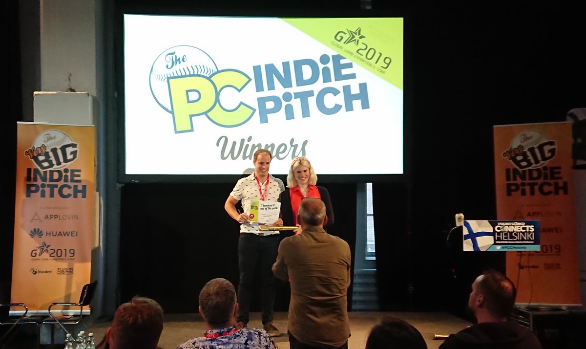 Twisted_Ark's tweet photo. 1st place in PC Indie Pitch contest at Pocket Gamer Connects event in Helsinki!
#PGCHelsinki #TwistedArk #indiedev #ForbiddenFactory #platformer https://t.co/boiueZM8n1