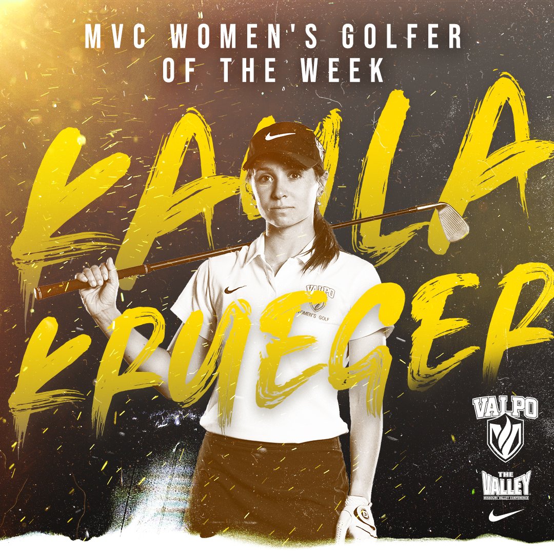 valpoathletics's tweet photo. Congratulations to Kayla Krueger @KaylaK_11 of @ValpoWG on continuing a great start to her senior season with an @MVCsports Golfer of the Week honor! 

📝 ➡️ https://t.co/h8QIDInZd4

#GoValpo | #MVCGolf https://t.co/HOq9KPCPaG