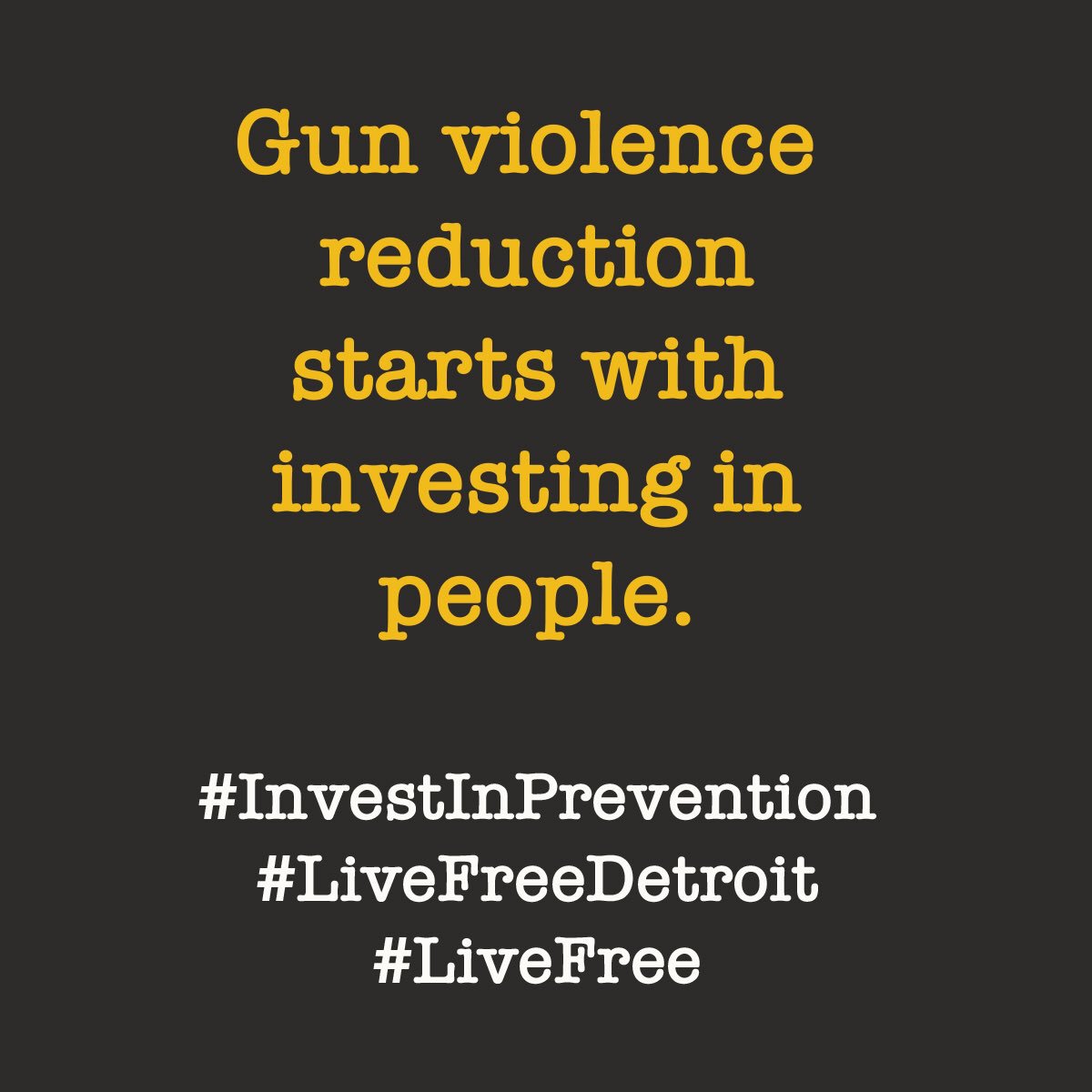 Gun violence reduction starts with investing in people. #InvestInPrevention #LIVEFREE #LiveFreeDetroit #InvestInPeace @livefreeusa @fianational @force_detroit @WeAdvancePeace @NICJR01 @DavidMuhammad