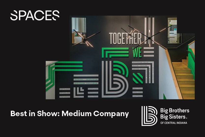 BigBroBigSisIND's tweet image. We are honored to receive the 2019 @spacesindiana “Best in Show” for the workplace design of our new headquarters! Thank you to @RowlandDesign and @CapitolConstruc for their partnership in making our new building possible. #SpacesAward