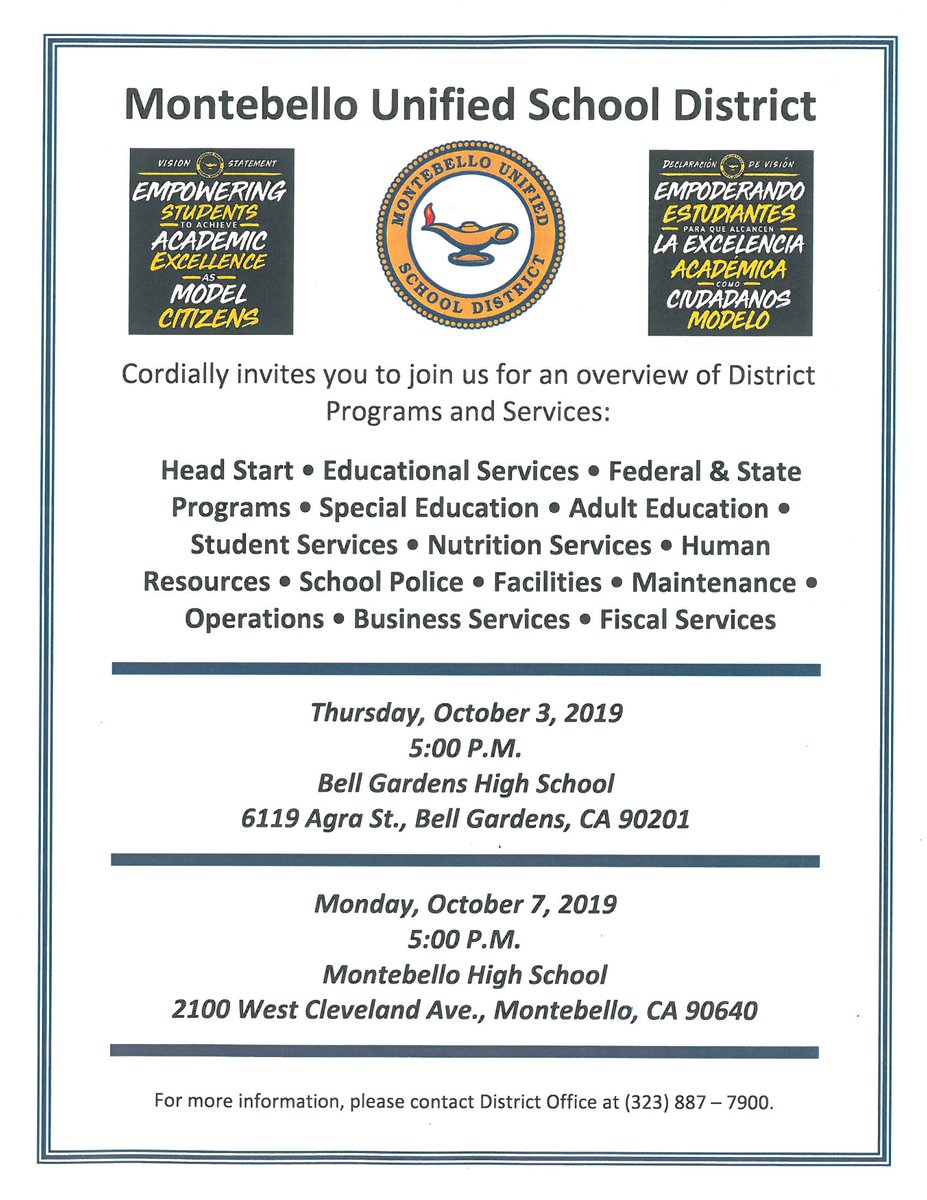Montebello Unified On Twitter Join Us Thursday October 3rd