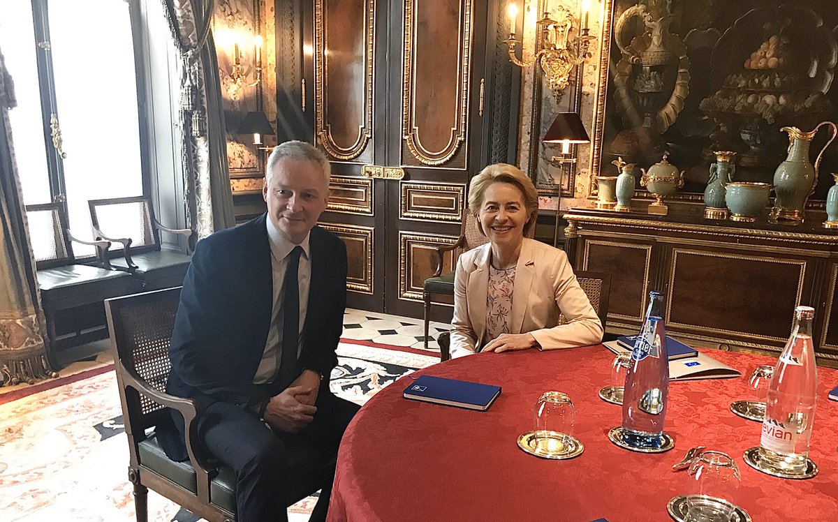vonderleyen's tweet photo. Delighted to meet @BrunoLeMaire in Paris today and share our visions and common priorities on digitalisation, economy and climate. #EUstrivesformore https://t.co/dFgKmewJJr