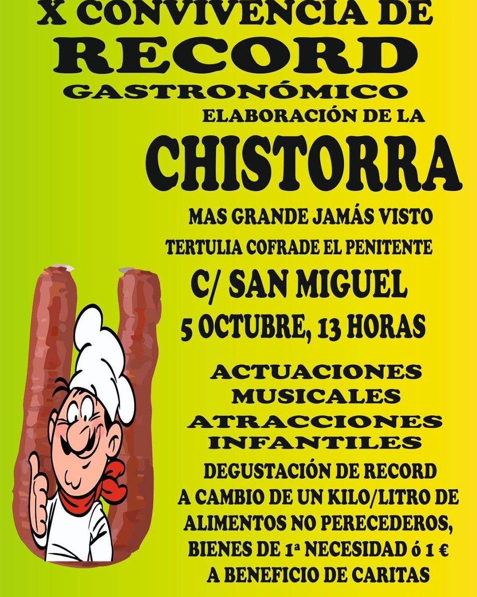 ConsueloHdad's tweet photo. @durkana será uno de los artistas que colaborarán en la celebración del X RECORD GASTRONÓMICO DEL CONSUELO. ¿te lo vas a perder? https://t.co/VlIpgC0XQ8